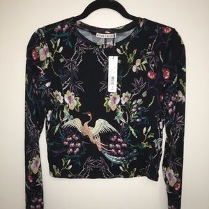 Alice and olivia delaina printed crop top